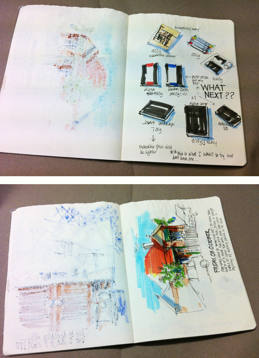 Tag Team: Copic Markers & Old Moleskine Watercolor Notebooks