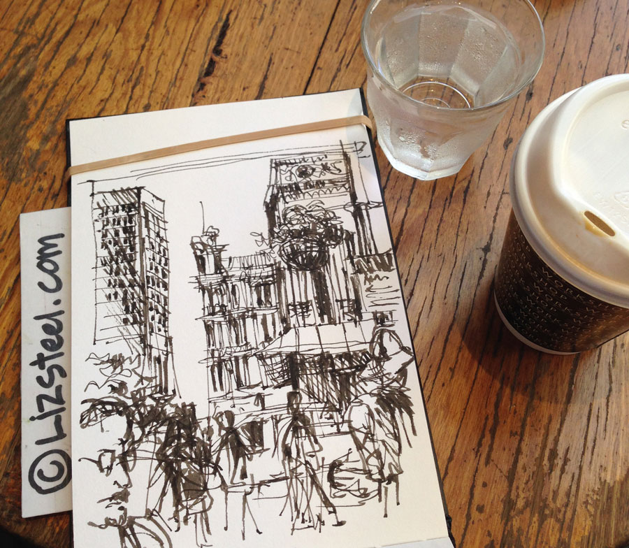 More around town sketching with friends and some super fancy fountain pens  - Liz Steel : Liz Steel
