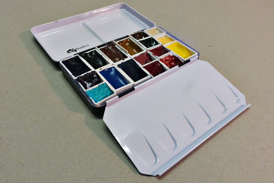 WATERCOLOR PALETTE Minimalist Travel Palette 3 Wells and Mixing Tray Artist  Gift 