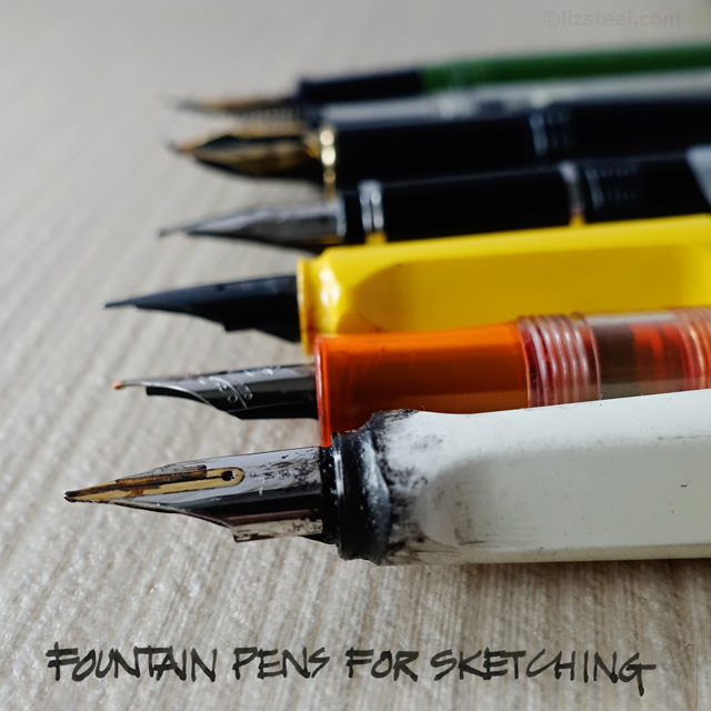 Fountain Pen Sketching Part 6: Pens with variable lines 1 - Liz Steel : Liz  Steel