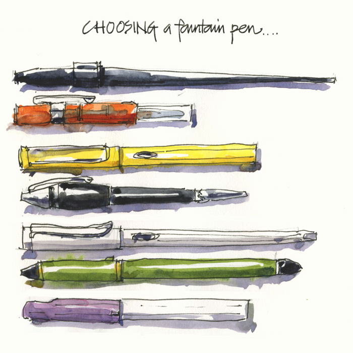 Lamy Safari Fountain Pen Sets in Various Colors (Fine nib size, 8 ink  cartridges)