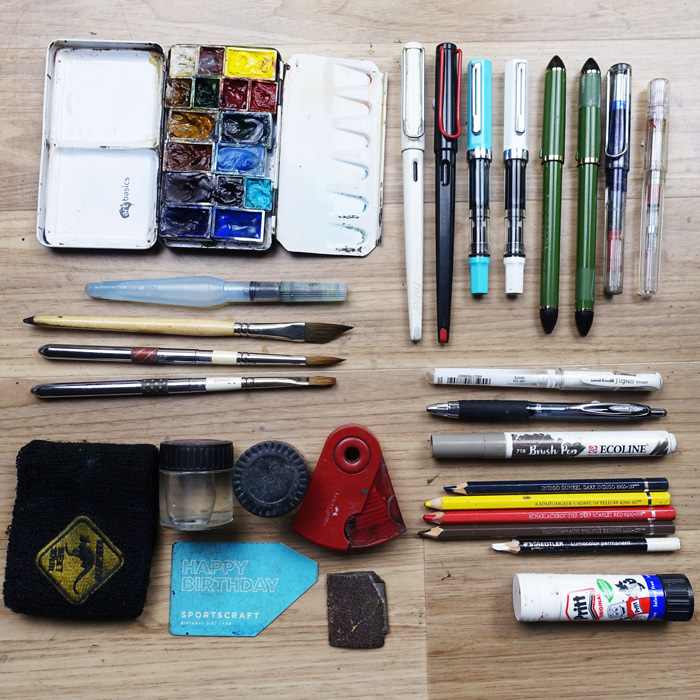 My current sketching kit - Dec 2018
