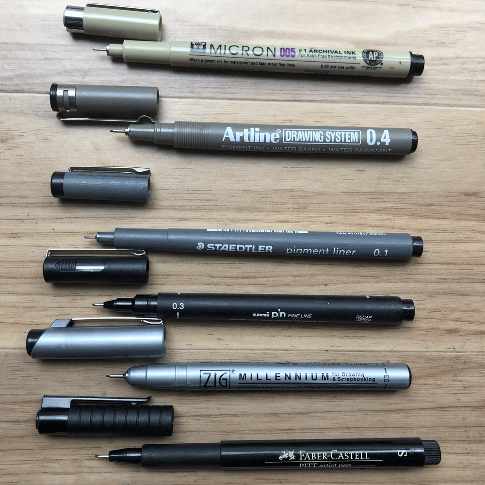 Micro Fineliner Drawing Art Pens: 12 Black Fine Line Waterproof