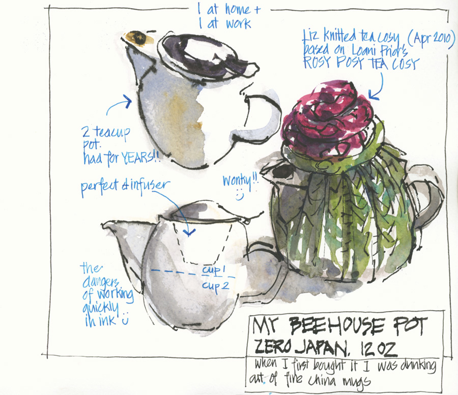 My Entire Teapot Collection - in coloured pencils - Liz Steel : Liz Steel