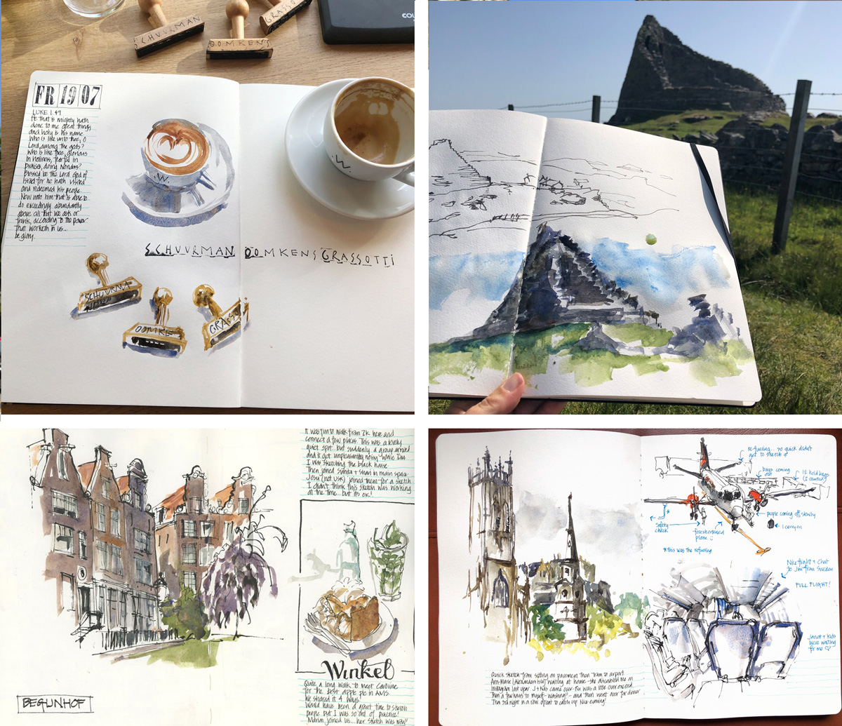 5 types of travel sketching kits I use: watercolor, minimal, study