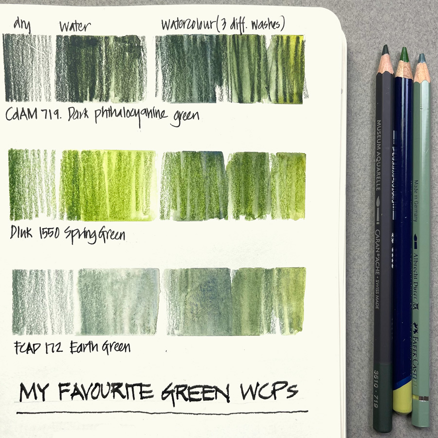 My favourite green watercolour pencils - Liz Steel : Liz Steel