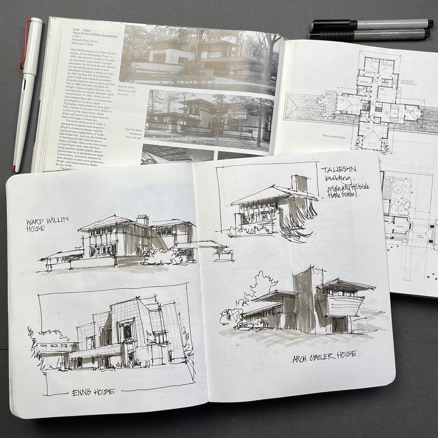 Illustrating garden design concepts with fountain pen inks