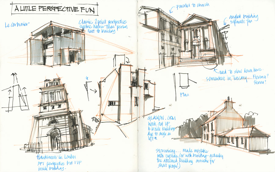 Sketchbook: Drawing Perspective (2-Point) Large Sketch Pad