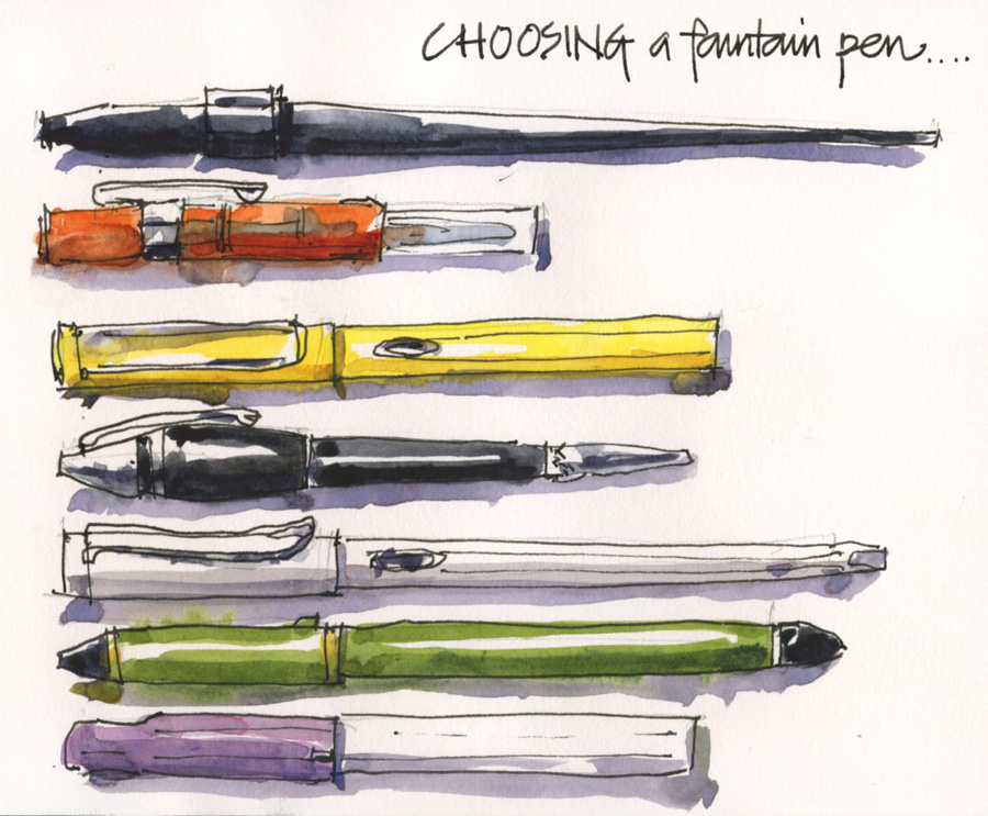 Fountain Pen Sketching Part 4: Choosing a fountain pen - Liz Steel