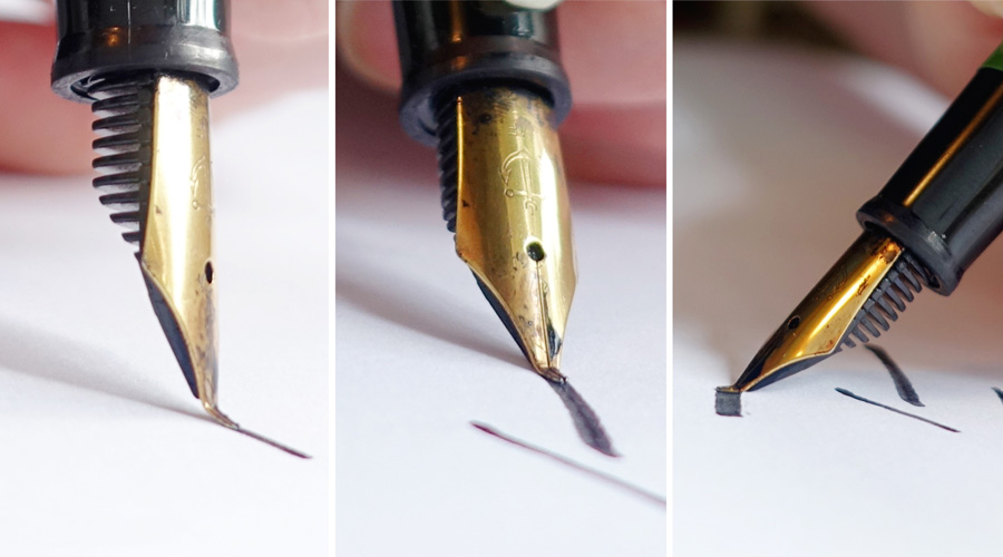 Duke 209 Steel Fude Fountain Pen Calligraphy Bent Nib Matte Black with Gold Clip 