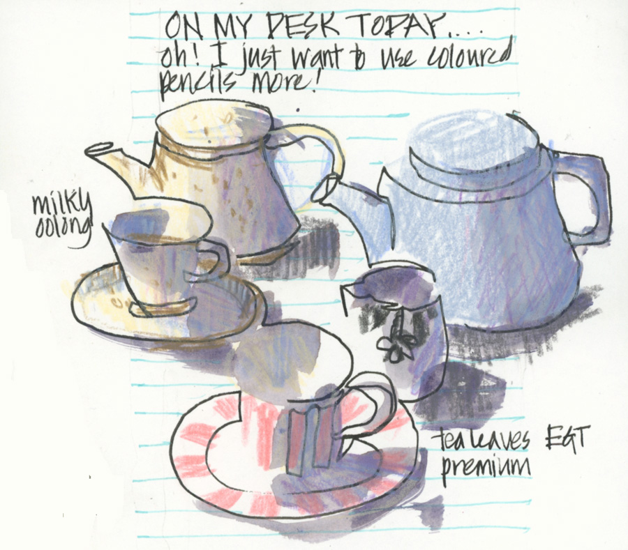 My Entire Teapot Collection - in coloured pencils - Liz Steel : Liz Steel