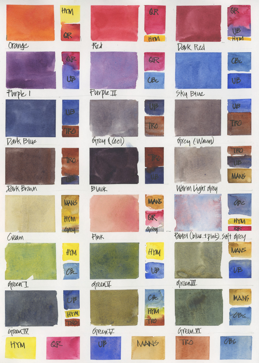 White Nights watercolours: Colour Chart - Liz Steel : Liz Steel