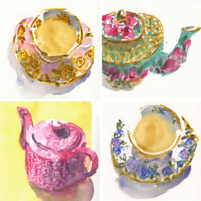 Recent teacups and teapots with associated thoughts - Liz Steel : Liz