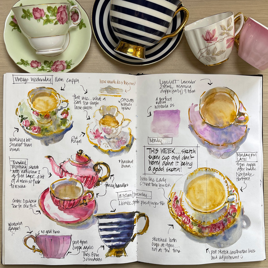 Job lot 15 Pretty Vintage Tea Cups & Saucers- Ideal for use at Tea Parties