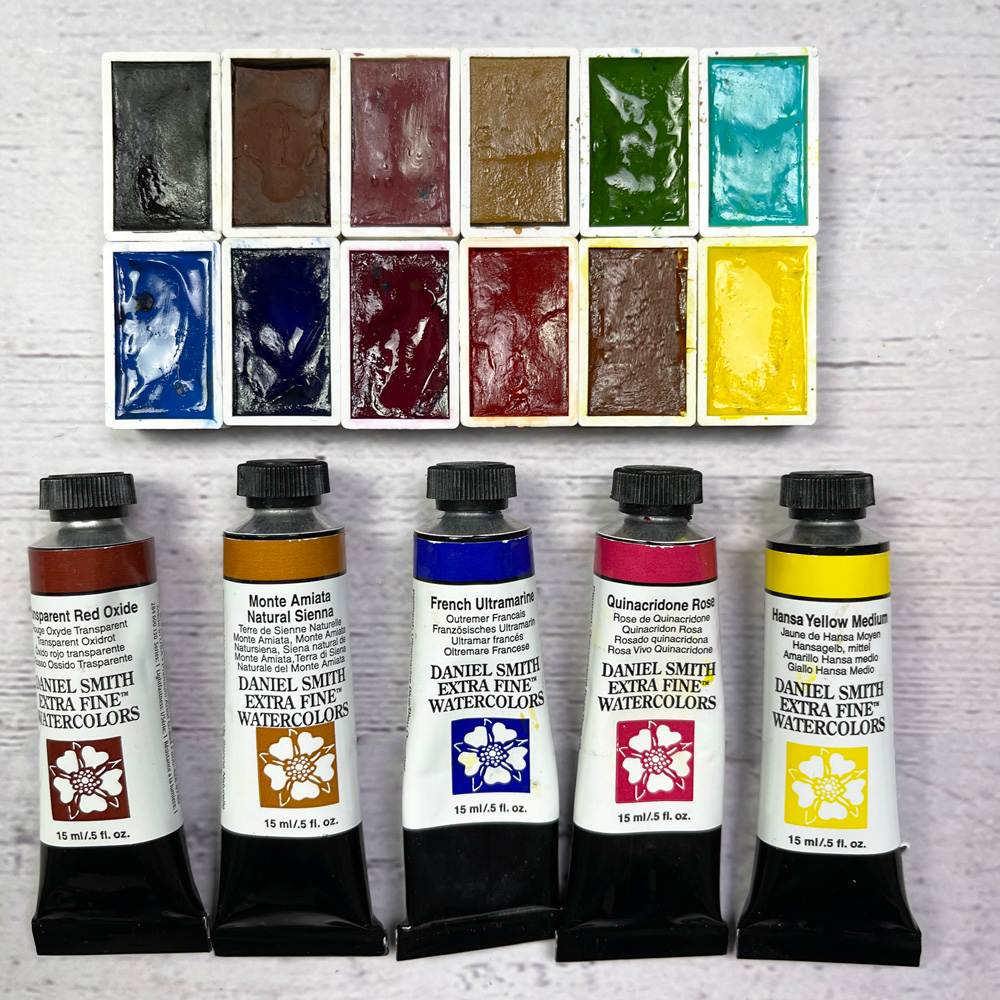 Mini Watercolor Paint Palette 6 Colors. A Special Selection Set of